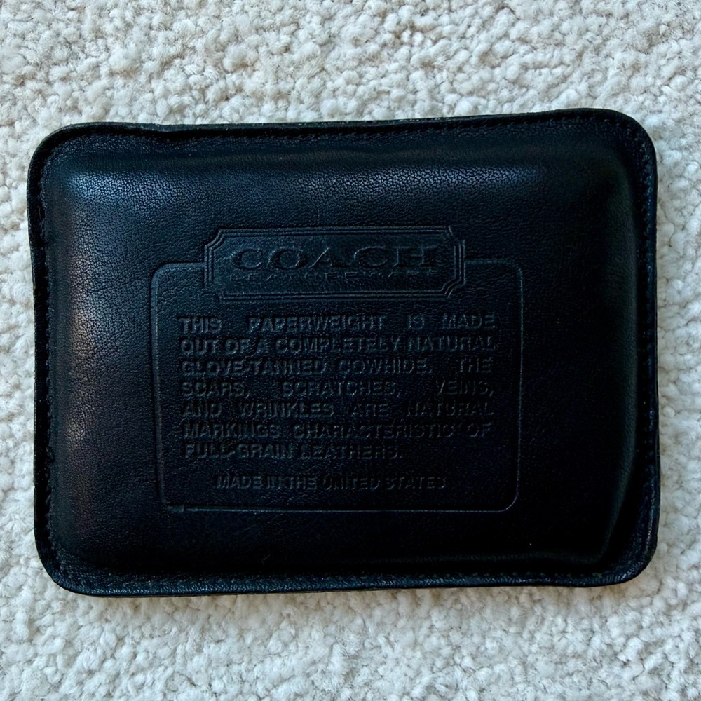 Vintage Coach Black Leather Paperweight